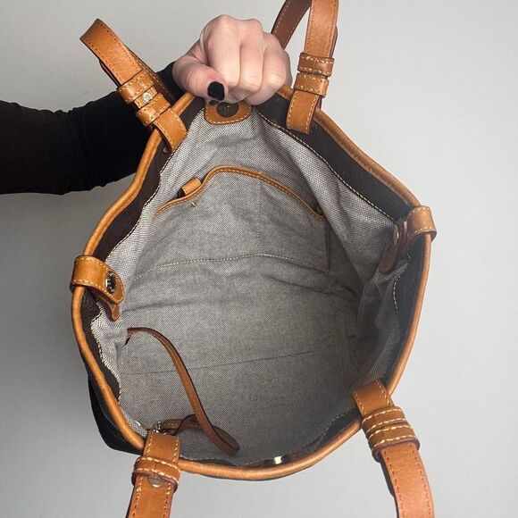 Dooney & Bourke Brown Leather Tote Shoulder Bag - Picture 6 of 7